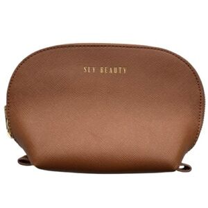 Sly Beauty Brown Gold Mini Makeup Pouch Travel Cosmetic Bag